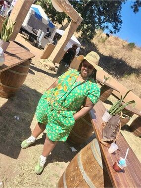 Tabitha Brown Green top with Orange and Floral Print